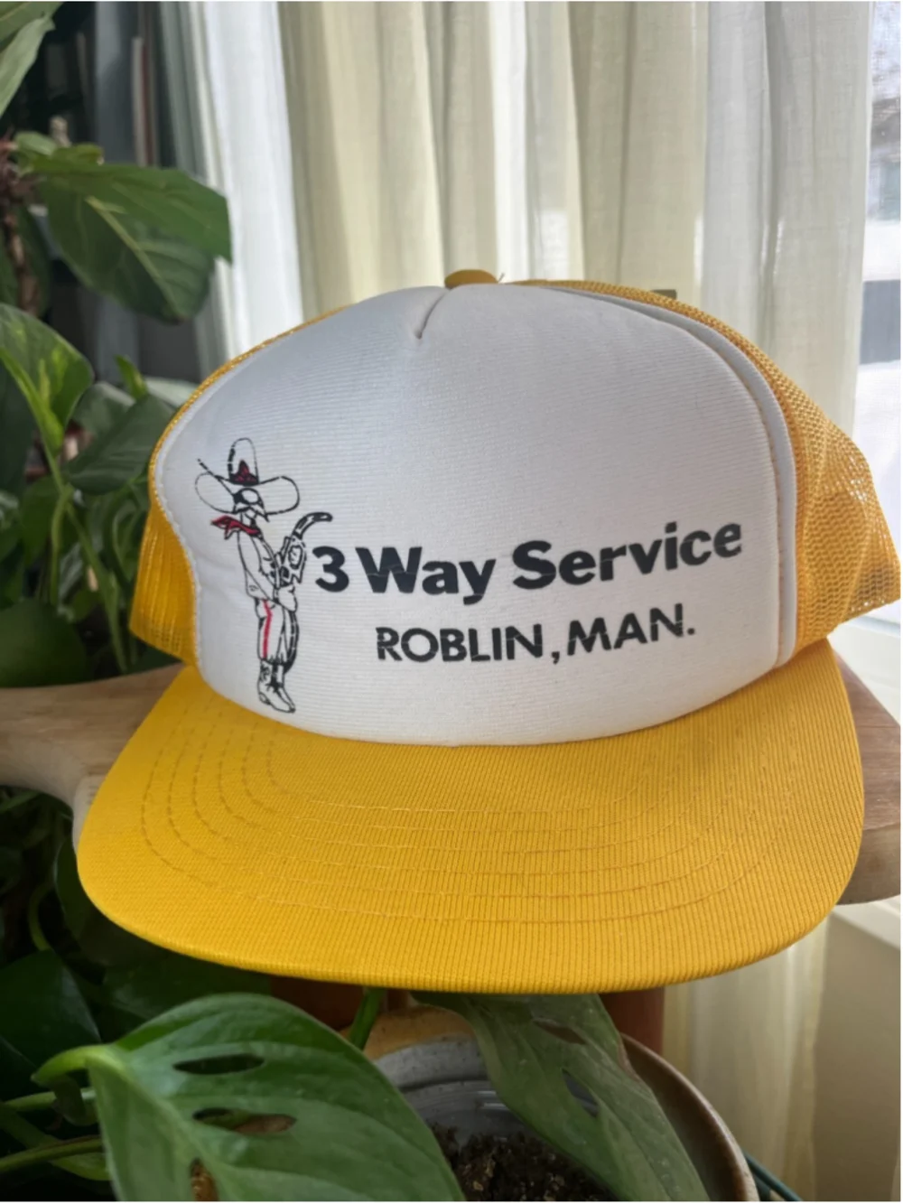 Vintage 80s Trucker Hat 3 Way Service Roblin Manitoba Snapback Western retro